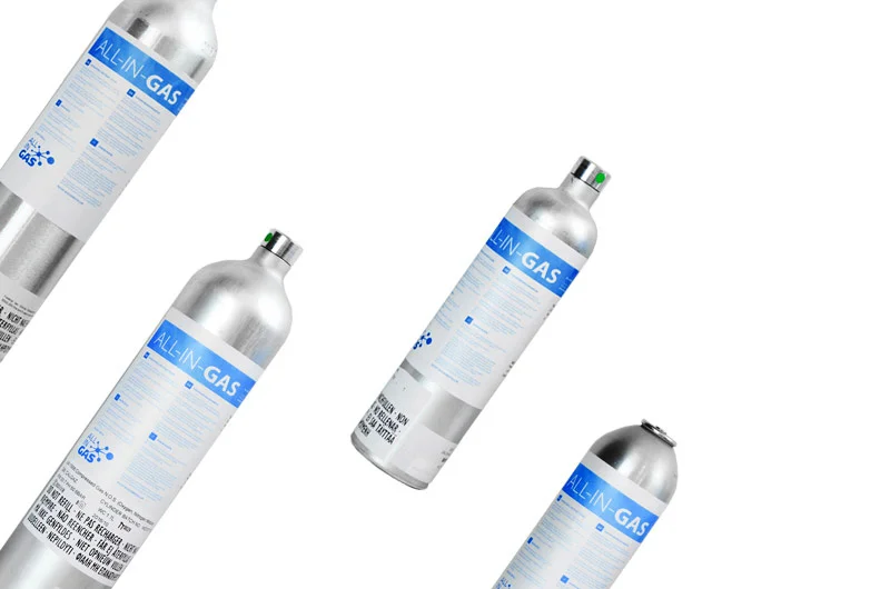 Quatre cylindres de test de gaz